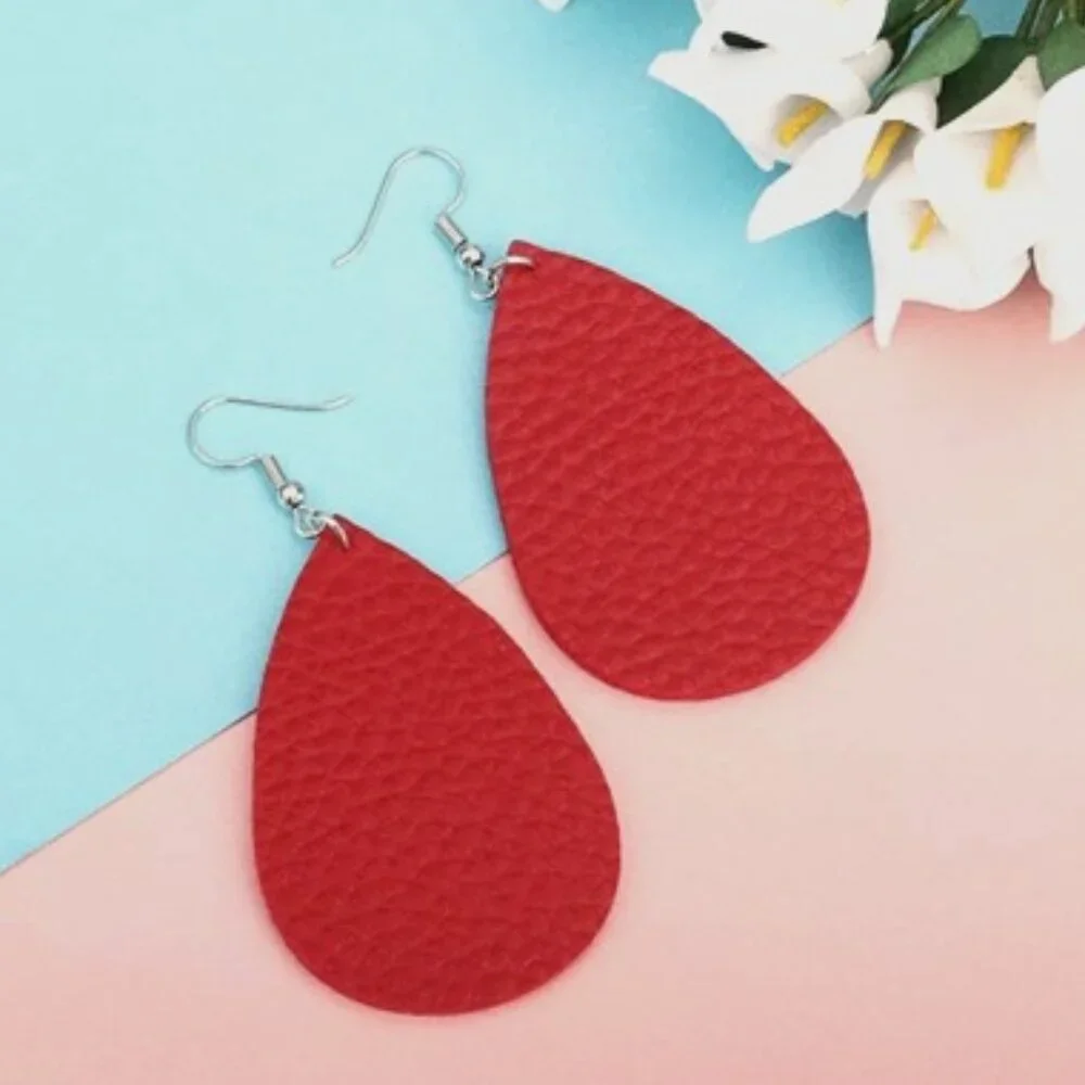 NEW Teardrop Drop Dangle Earrings - Multiple Colors Available! Red Purple Pink - Picture 4 of 6